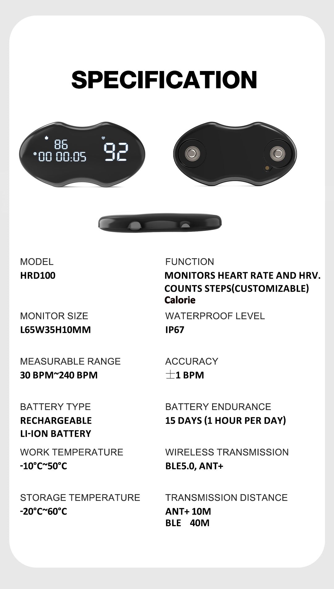 Pulsbelte HRD100 - med display